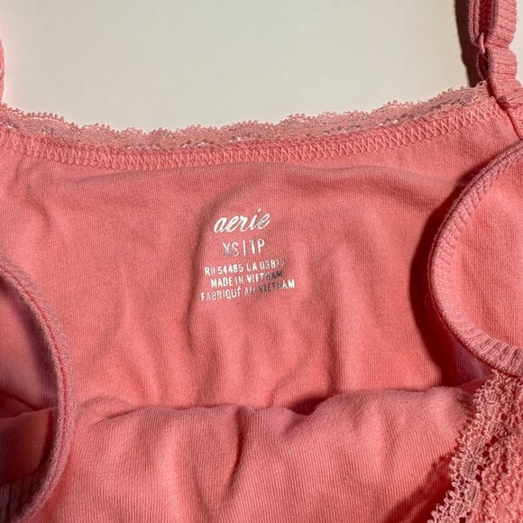 NWT Aerie Light Pink Ribbed Mini Dress With Lace Trim Size Extra Small - Picture 2 of 9